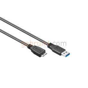 USB 3.0 Kabel, A - microB, Zwart, 1m